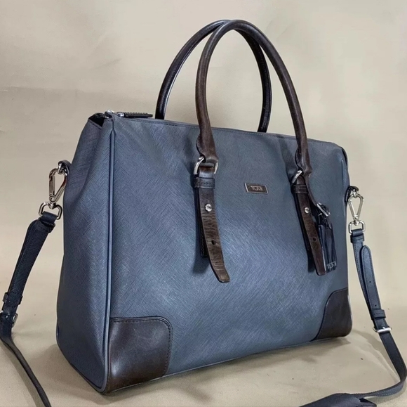 Tumi Villa Ravema Grey/Brown 15" Laptop Case Briefcase - Picture 2 of 16